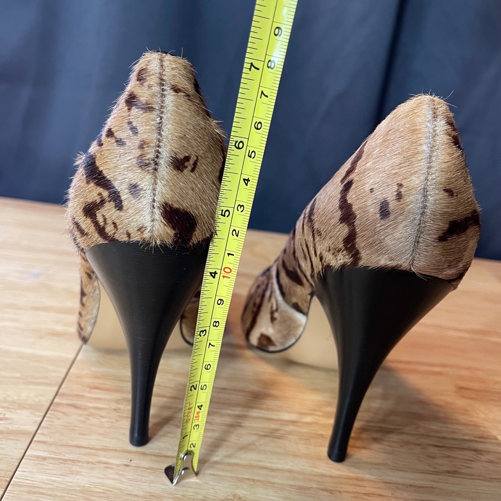 Talbots Womens 10W Animal Print Calf Hair Pointed Toe Pumps Brown Stiletto Heels - Picture 9 of 9